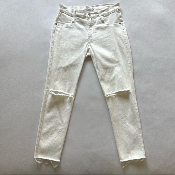 bright white james jeans twiggy ankle w slashed knees & ankles (from factory) - Picture 3 of 5